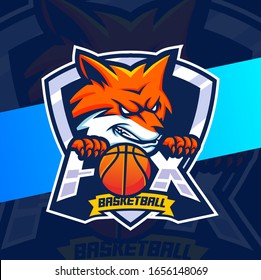 fox mascot basketball sport logo design