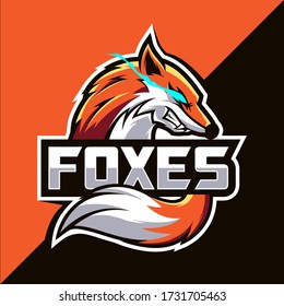 Fox mascot esport vector logo design