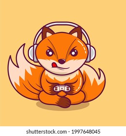 fox mascot graphic vector illustration playing game perfect for e-sport gaming, mascot
