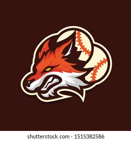 Fox mascot logo for a baseball team