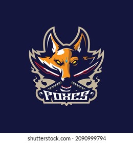 Fox Mascot Logo Design Vektor mit modernem Illustrationskonzept für den Druck von Abzeichen, Emblem und T-Shirt. Fox Head Illustration für Sport- und Begleitteam.