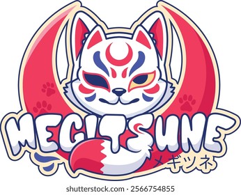 Fox Mascot Logo for streamer, fox logo, Megitsune Vector Design