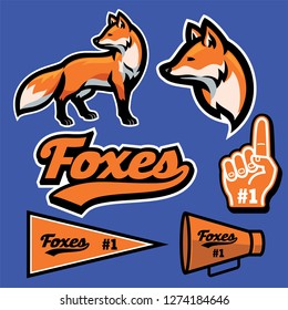 fox mascot set collection in sport style