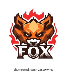 Fox mascot sport logo design isolated on white background