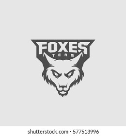 Fox mascot for a sport team on a gray background. Vector illustration.