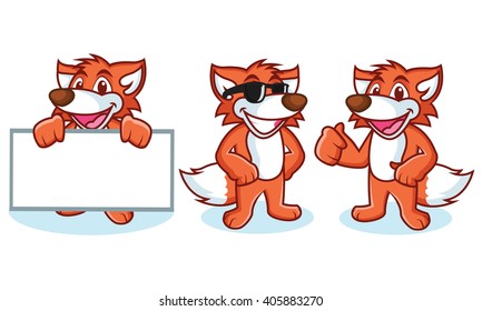 Fox Mascot Vector happy, pose and bring board