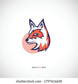 Fox mascot vector mark design with modern illustration concept style for badge, emblem and tshirt printing. head fox illustration.
