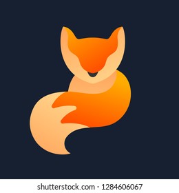 fox masctot character logo orange with tail. for logo, app icon, website