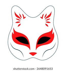 Fox Mask with Red Tribal Ornament Vector Illustration. A vector illustration of a fox face mask featuring bold, symmetrical red tribal patterns around the eyes, forehead and nose.