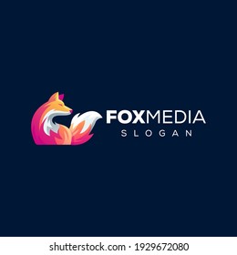 fox media gradient logo design