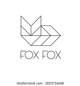 Fox Modern Geometric Logo, Emblem. Linear Illustration in a minimalist, simple, abstrat style.Vector