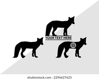 Fox Monogram Vektor Illustration Silhouette