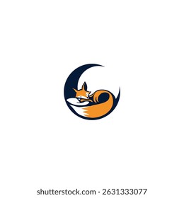 Fox moon logo design vector