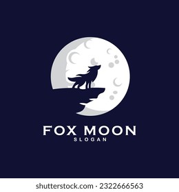 fox moon logo line art design