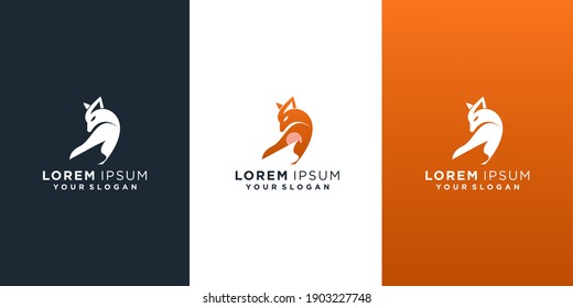 fox and moon logo template set