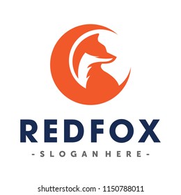 FOX and MOONLIGHT Logo Design Vector