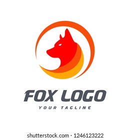 Fox and Moonlight Logo Design Vector