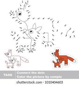 Fox mother. Dot to dot educational game for kids.