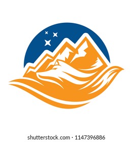Fox and Mountain Logo Design Vector