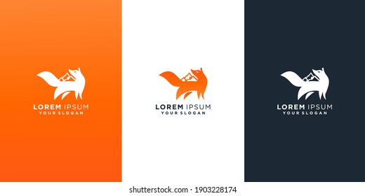 fox and mountain logo template set