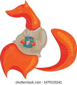 fox with a mug of fragrant cocoa in the style of hyugge