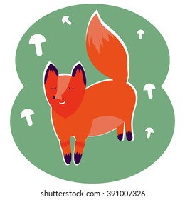 Fox with mushrooms