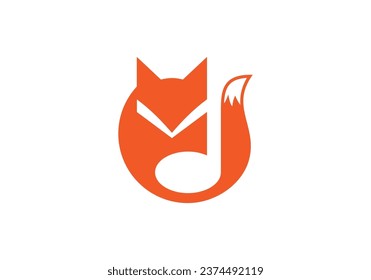 fox music negative space logo design concept