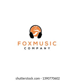 
Fox music, studio earphone vector logo