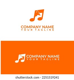 Fox music vector logo. Combine the shape of the tone symbol with the silhouette of a fox.