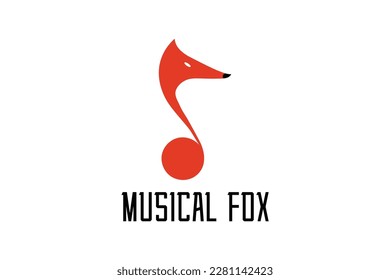 fox music vector stock musical lover animal modern style logo design concept