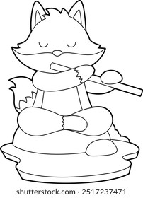 Fox Musician Flute Music Animal Vector Graphic Art Illustration