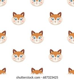 Fox muzzle icon in cartoon style isolated on white background. Animal muzzle symbol stock vector illustration.