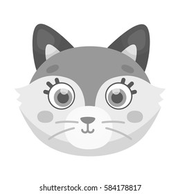 Fox muzzle icon in monochrome style isolated on white background. Animal muzzle symbol stock vector illustration.