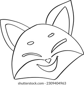 Fox muzzle laughs line drawing.