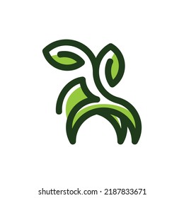 Fox Nature Leaf Line Logo Design