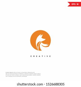 Fox negative space Logo icon. design vector template. Creative Wild Animal in circle Logotype. eps10