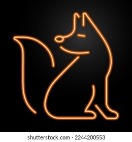 fox neon sign, modern glowing banner design, colorful modern design trends on black background. Vector illustration.