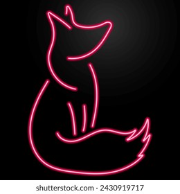fox neon sign, modern glowing banner design, colorful modern design trend on black background. Vector illustration.