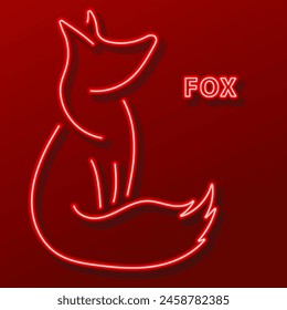 fox neon sign, modern glowing banner design, colorful modern design trend on black background. Vector illustration.