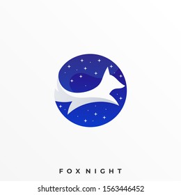 Fox Night Illustration Vector Design Template. Suitable for Creative Industry, Multimedia, Entertainment, Educations, Shop, and any related Business