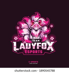 Fox With Nine Tail Mascot Esport Logo Design 