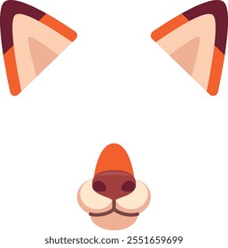 Fox nose and ears. Photo filter cartoon animal isolated on white background