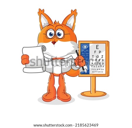 the fox oculist cartoon. cartoon mascot vector