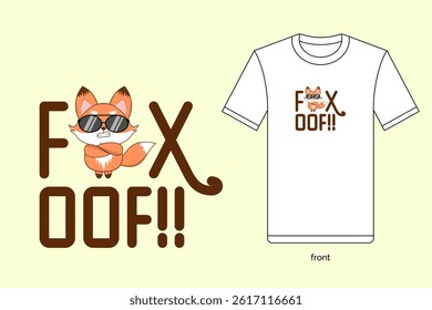 Fox off. Illustration vector design with T-shirt mockup. EPS 10