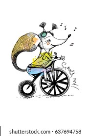 Fox on a bicycle