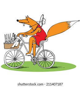 fox on a bike