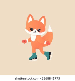 fox on skates. winter sports. isolated vector