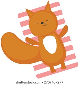 Fox on summer beach vector kawaii animal icon