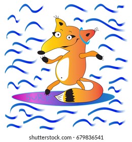 Fox on surfboard