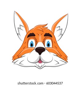Fox on white background. Cartoon style. Vector illustration.